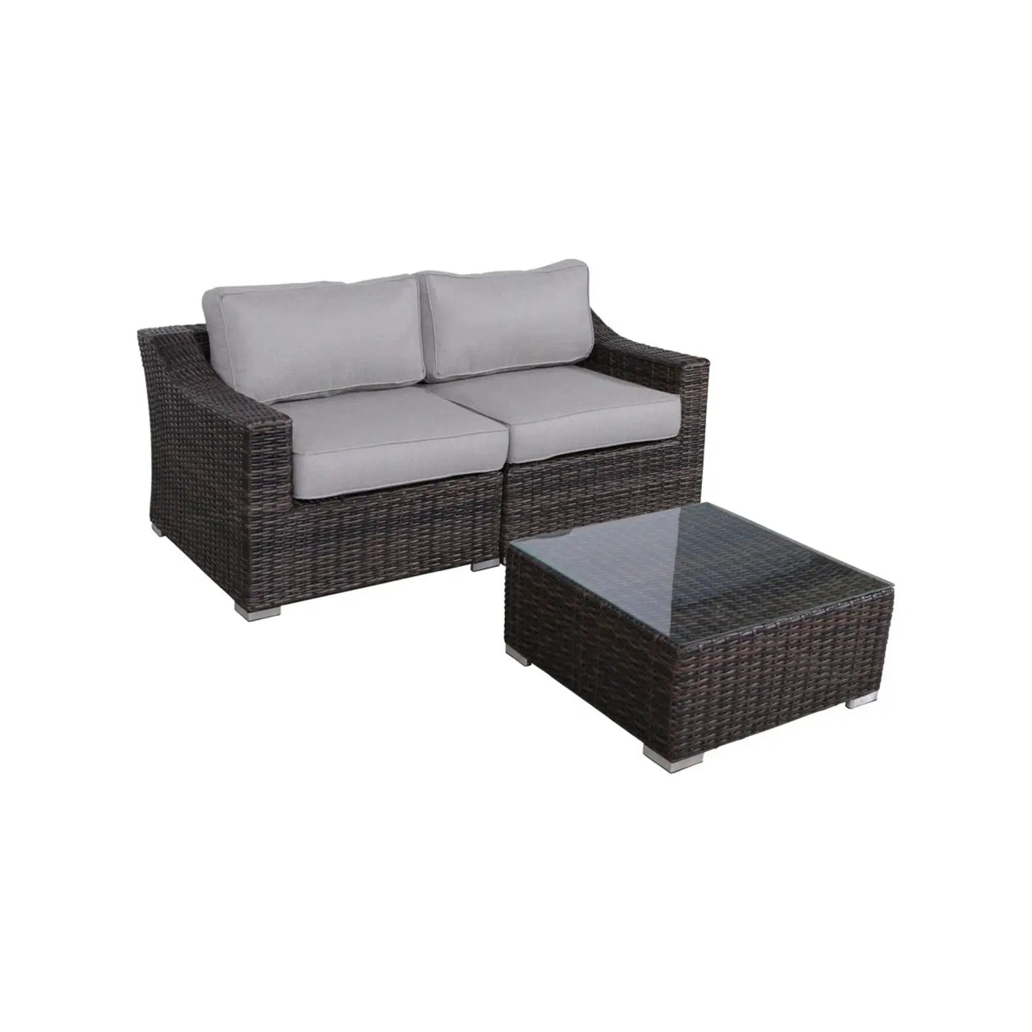 Outdoor Wicker Conversation Set With Cushions, All Weather by Unique Piece Furniture