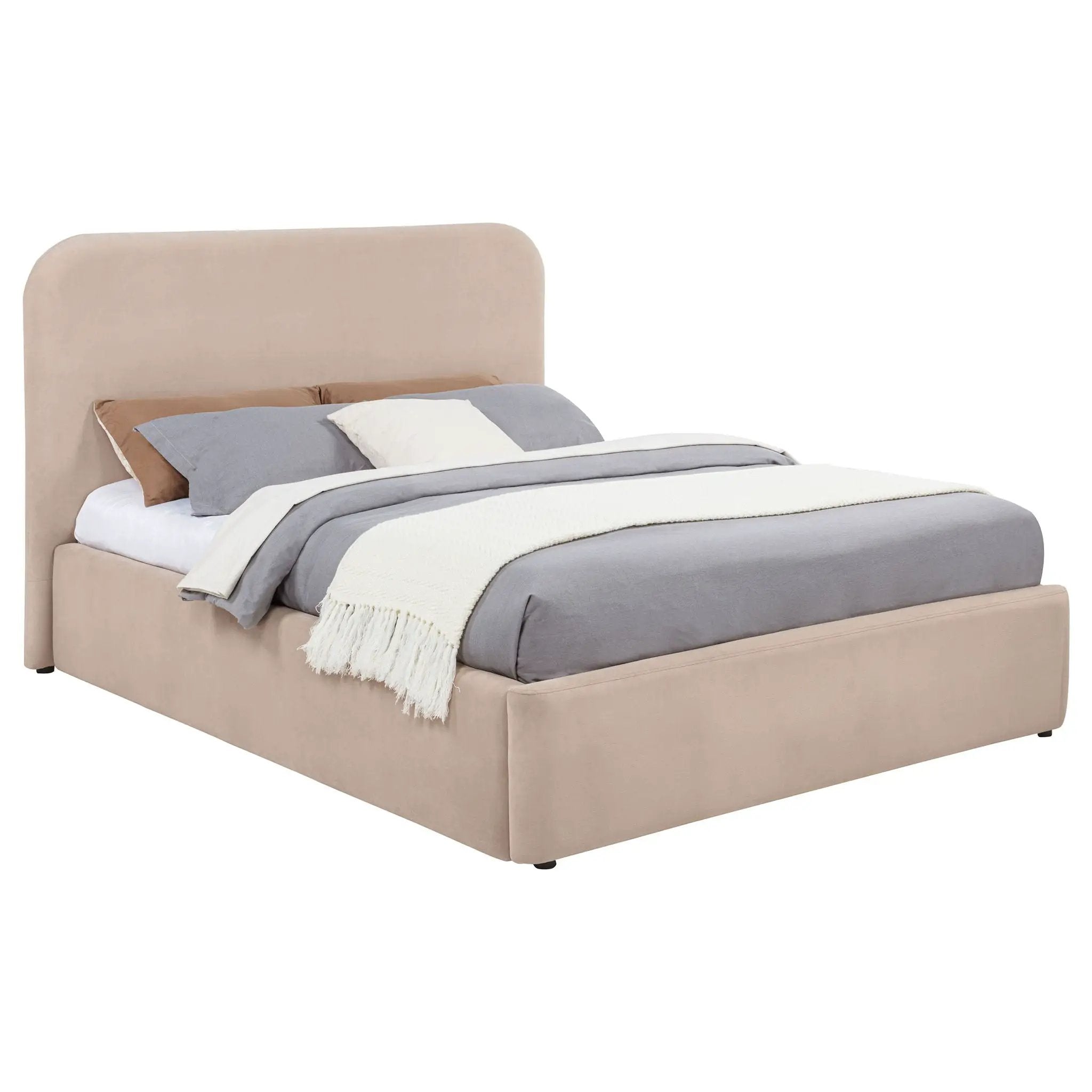 Anders Upholstered Queen Storage Lift Platform Bed Beige by Unique Piece Furniture