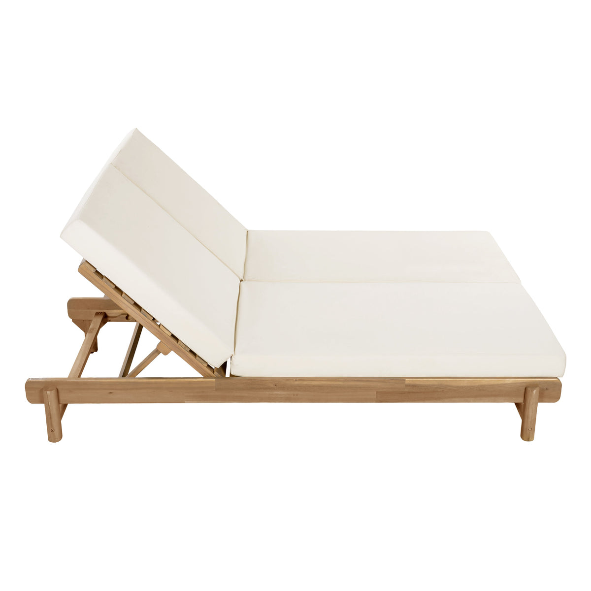 Light Teak Acacia Wood Double Chaise Lounger Set, photo 9 of 10