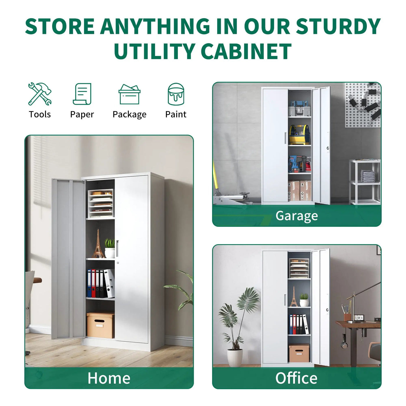 Heavy Metal Garage Storage Cabinet With Locking Doors, Steel, Adjustable Shelves by HouseOfZazla