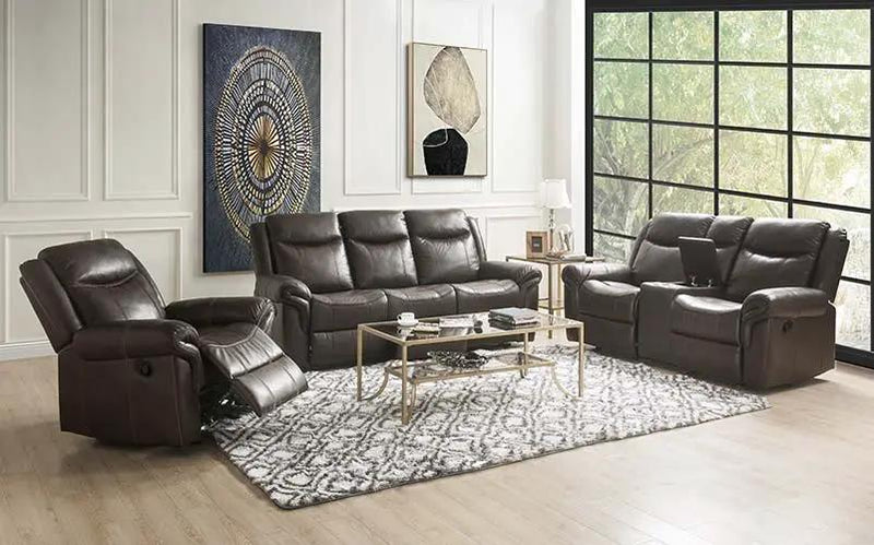 Lydia - Motion Loveseat With USB & Console - Brown Leather Aire by Unique Piece Furniture