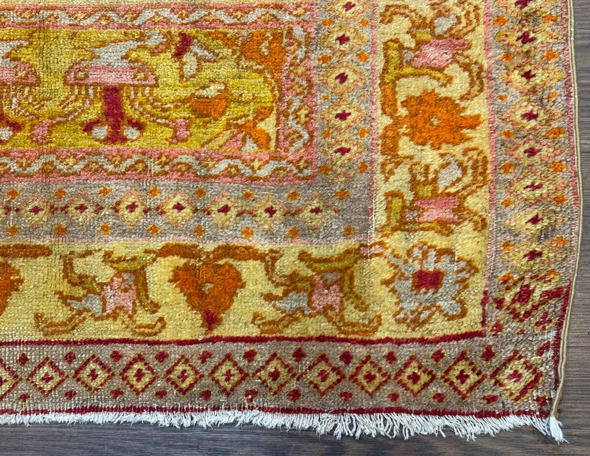 Antique Turkish Prayer Rug 4x6, Red and Golden Mustard, Mihrab Design, Anatolian Carpet by Jewel Rugs