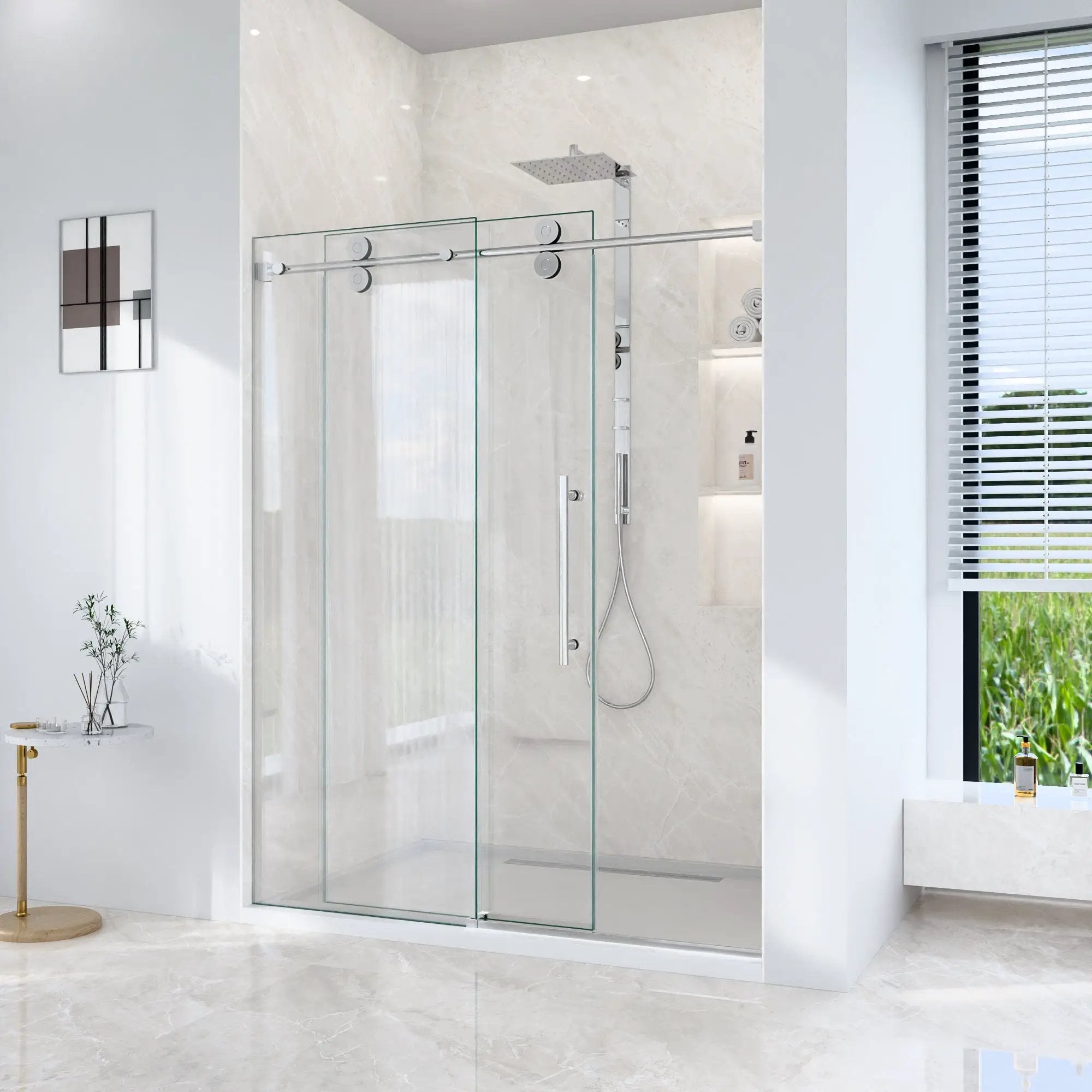 56-60"W x 72"H Frameless Single Sliding Shower Door by HouseOfZazla