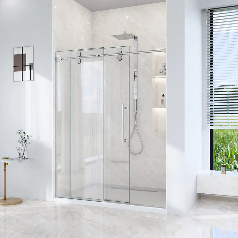 44"-48"W x 76"H Frameless Single Sliding Shower Door by HouseOfZazla