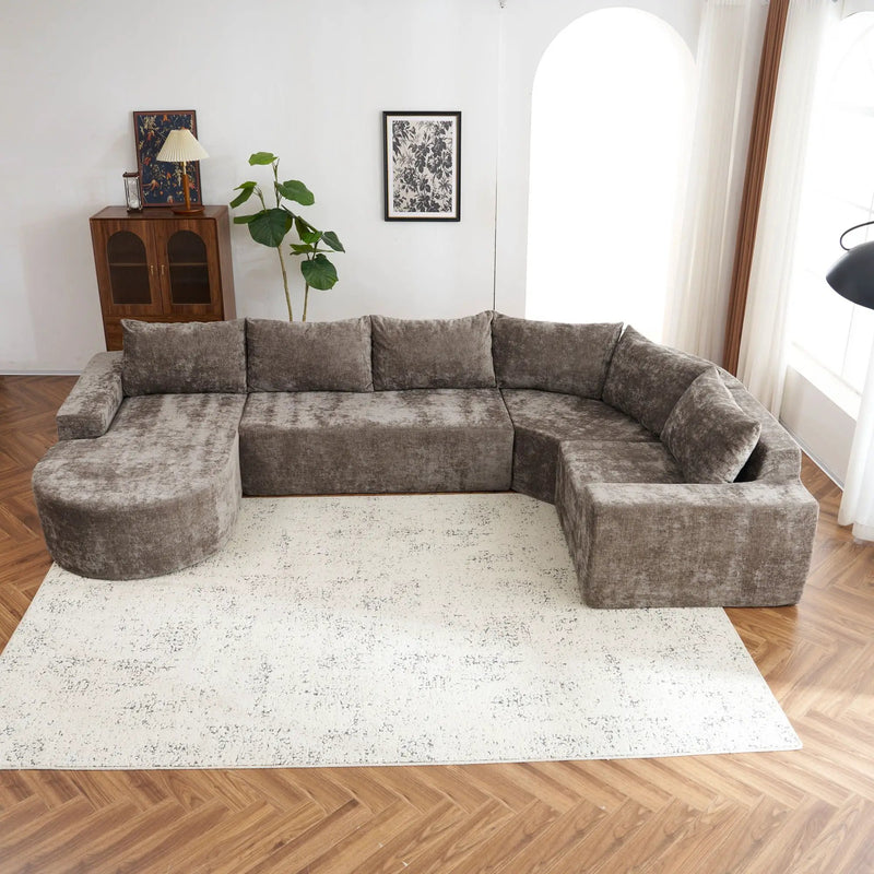 U-Shaped Oversized Modular Cloud Sectional Sofa With Deep Seat For Living Room by HouseOfZazla
