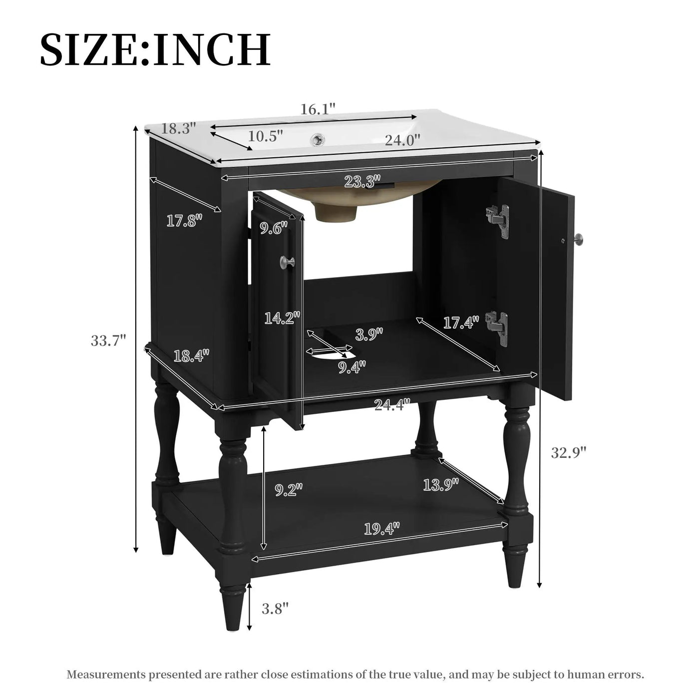 Modern Bathroom Vanity With Sink, Rectangular Cabinet With Open Shelf And Closed Storage by HouseOfZazla
