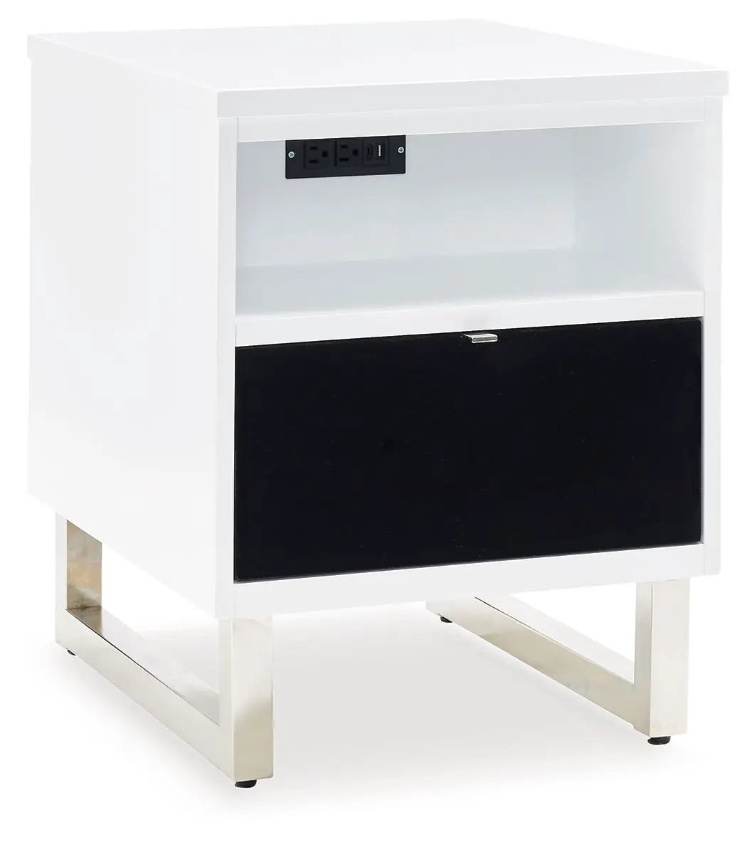 Gardoni - Chair Side End Table - White / Black by Unique Piece Furniture