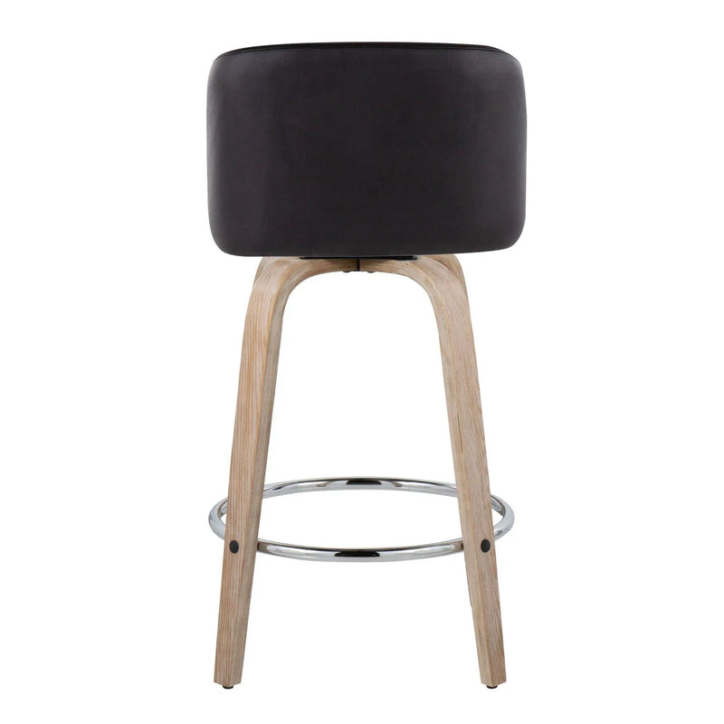 Toriano - Modern Design Fixed Height Counter Stool With Swivel With Round Footrest (Set of 2) by HouseOfZazla
