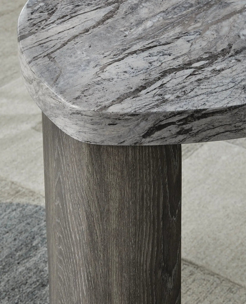 Surmour - Triangle End Table - Gray / Brown by Unique Piece Furniture