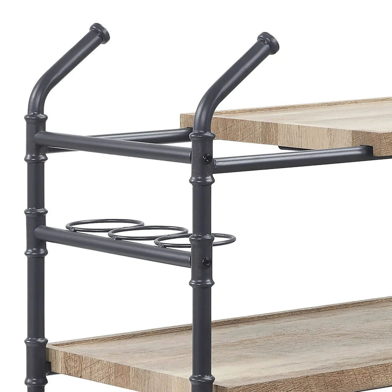 Brantley Oak & Sandy Black Finish Serving Cart by HouseOfZazla