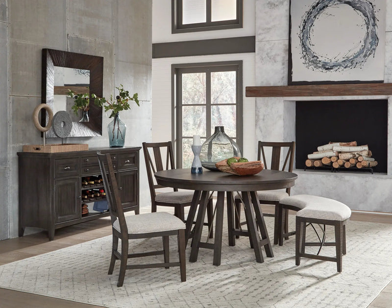 Westley Falls - Curved Bench With Upholstered Seat - Graphite by Unique Piece Furniture