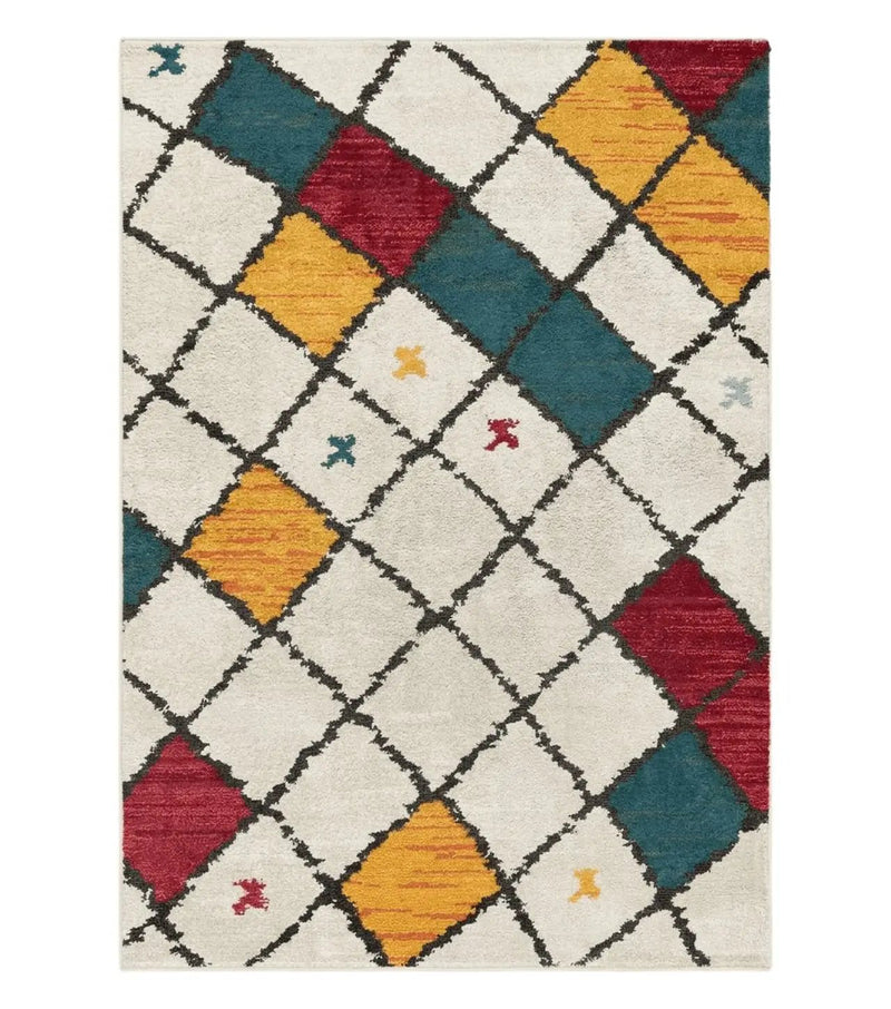 Panel Design Rug 5 x 7.6, Ivory/Beige & Multicolor by Jewel Rugs