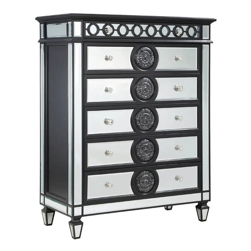 Varian II - Chest - Mirrored, Black & Sliver by Unique Piece Furniture