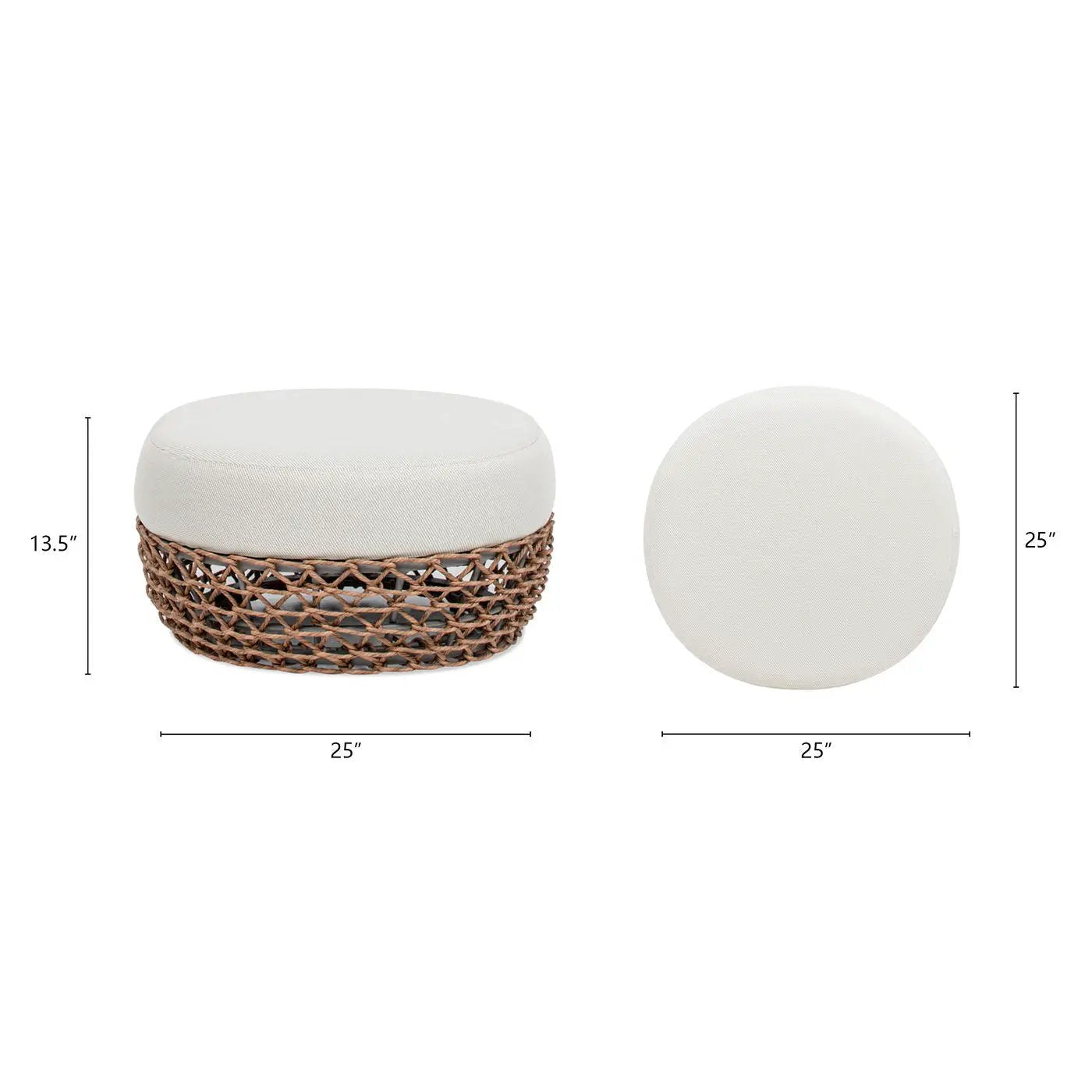 Willow - Round Upholstered Patio Ottoman by Unique Piece Furniture