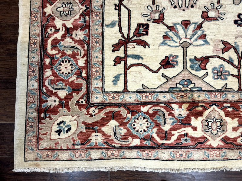 Peshawar Rug 10x14, Beige and Rust Red, Large Pak Persian Rug, Pakistani Rug by Jewel Rugs
