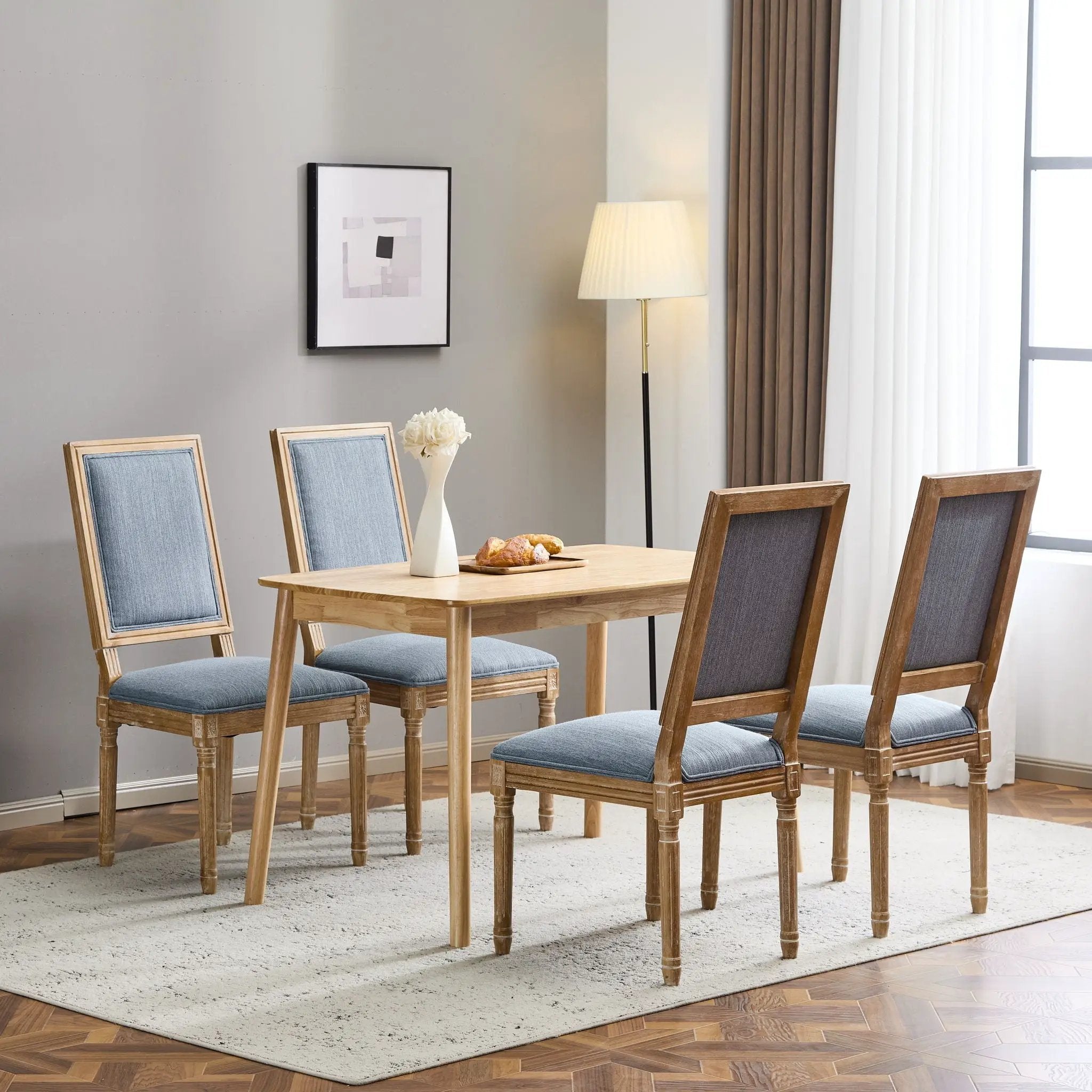 French Country Style Dining Chair With Upholstered Seating And Fluted Legs by HouseOfZazla