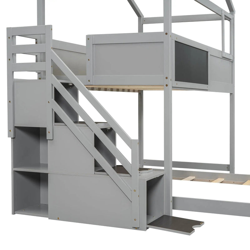 House Style Bunk Bed With Storage Staircase And board by HouseOfZazla