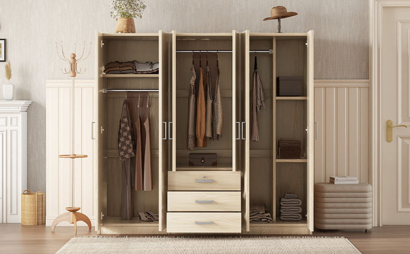 6 Doors Wardrobe Storage For Bedroom, With Big Drawers by HouseOfZazla