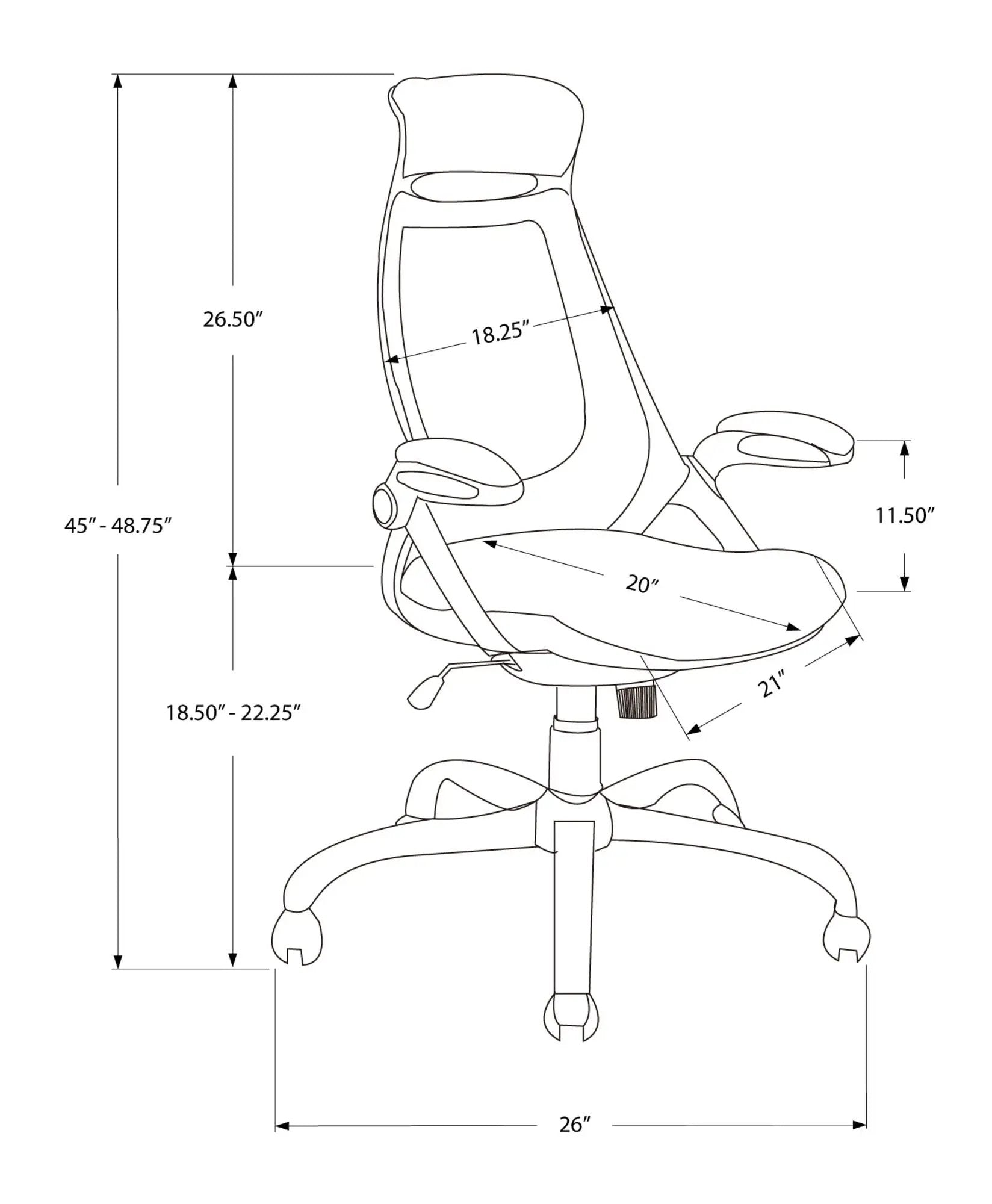 Office Chair, Adjustable Height, Swivel, Ergonomic, Armrests, Contemporary & Modern by HouseOfZazla