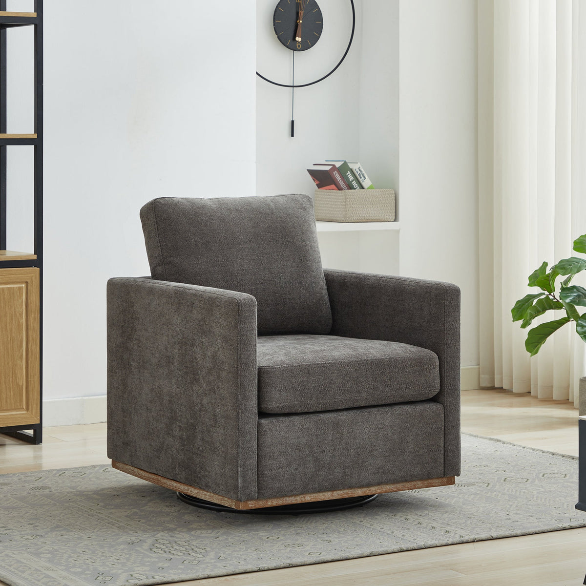 30.7"W Square Upholstered 360° Swivel Accent Chair, photo 3 of 10