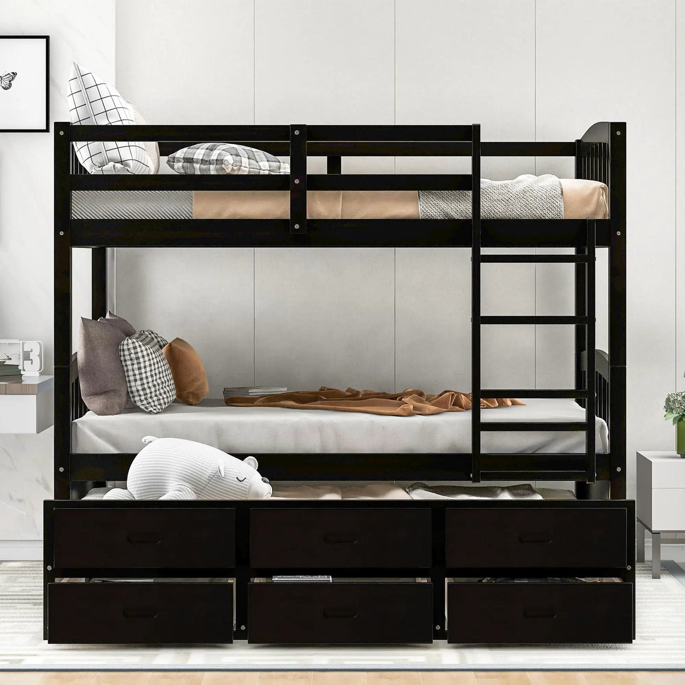 Bunk Bed With Trundle And Drawers, Arched Headboard And Footboard by HouseOfZazla