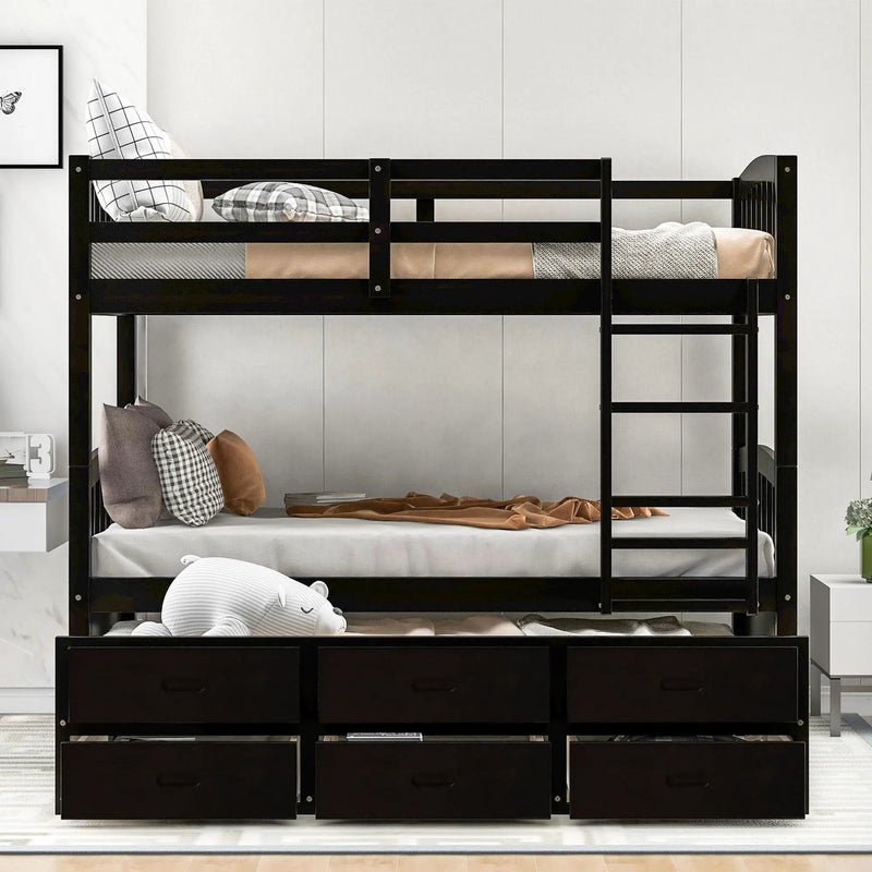 Bunk Bed With Trundle And Drawers, Arched Headboard And Footboard by Unique Piece Furniture