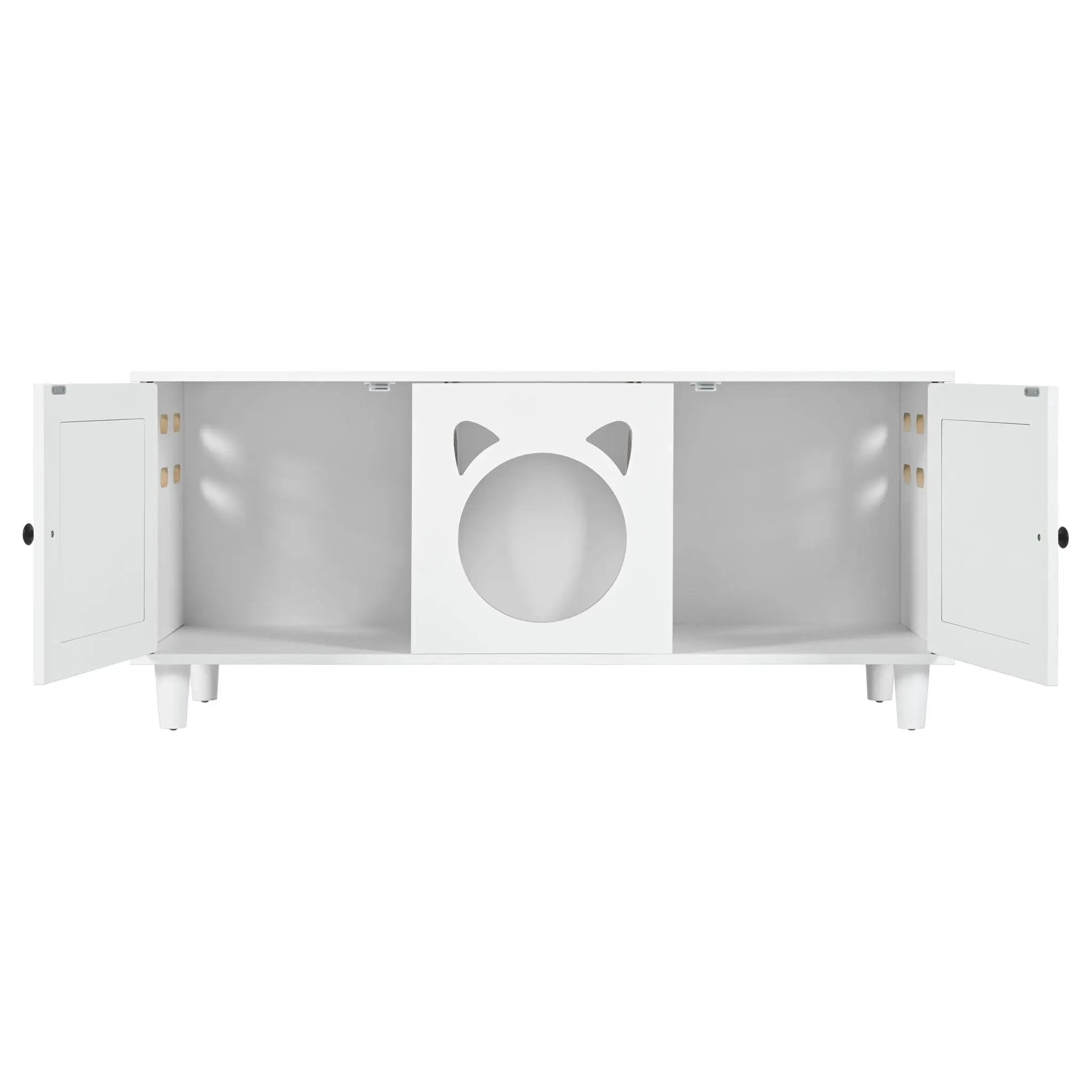 Furniture Style Cat Cabinet Cat Litter Box With Sisal Scratching Door - Cream White by HouseOfZazla