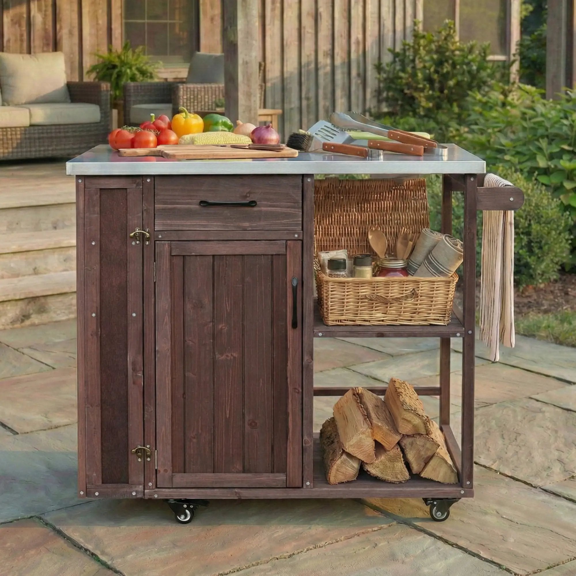 Outdoor Kitchen Island Fir Wood Prep Station by HouseOfZazla
