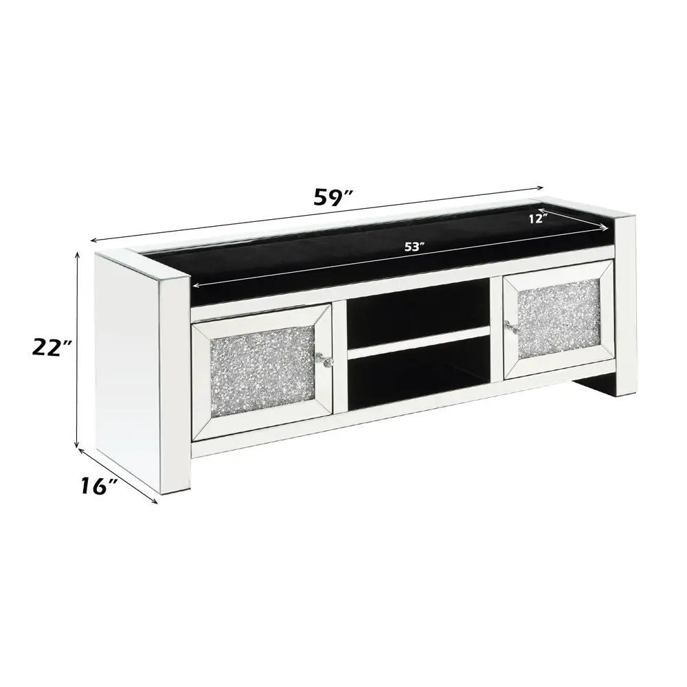 Noralie - 59" Bench With Storage - Mirrored & Faux Diamonds by Unique Piece Furniture