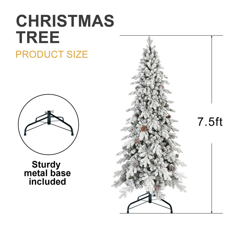 8 FT Flocked PE/PVC Christmas Tree with 44 Natural Pine Cones, photo 10 of 10