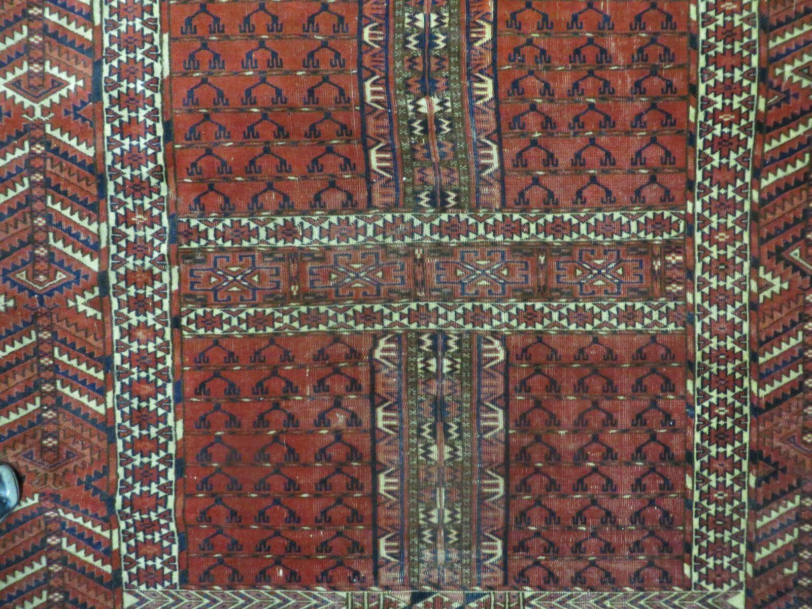 Antique Turkoman Rug 4x5, Ensi Hatchli Tekke Wool Rug by Jewel Rugs