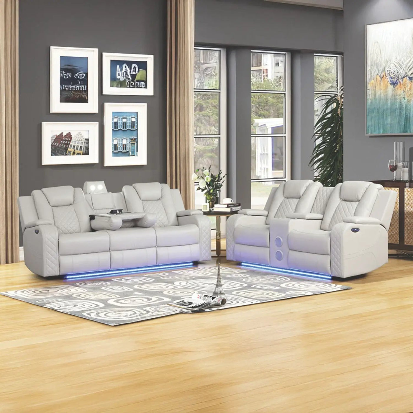 Benz - LED & Power Recliner With Adjustable Headrests And Ambient LED Lighting by HouseOfZazla