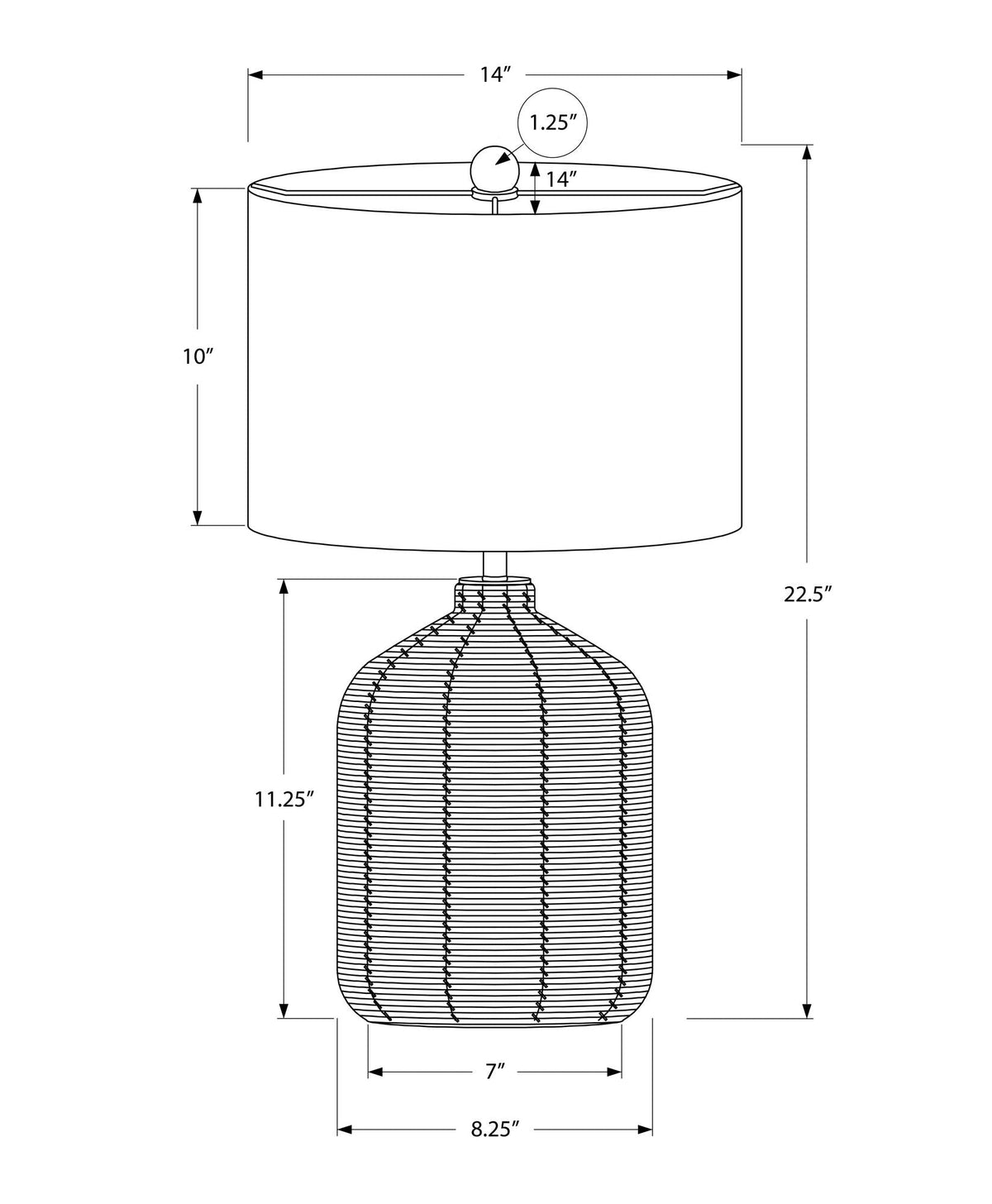Modern Rattan Table Lamp with Fabric Shade - Light Brown or Black, photo 7 of 8