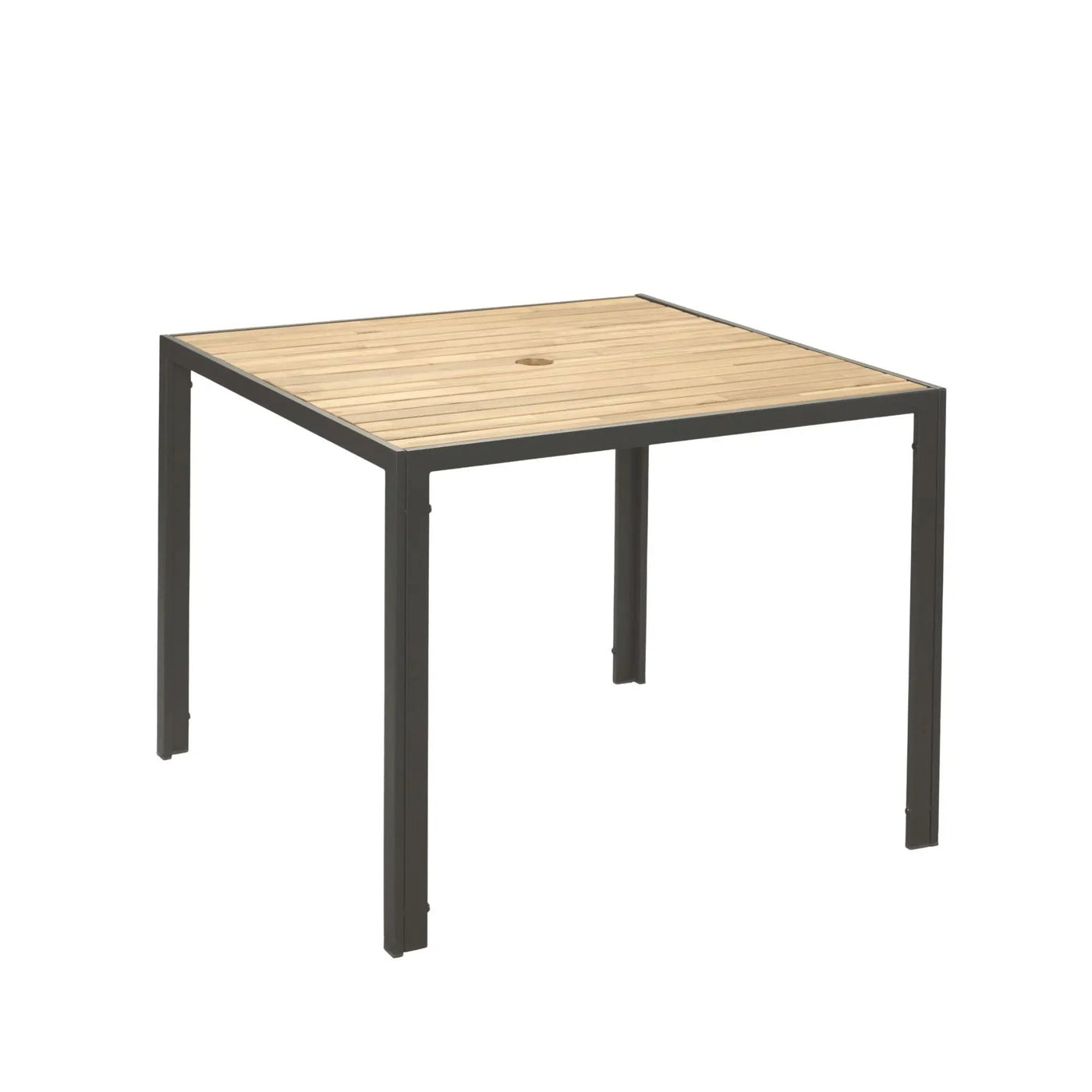5 Piece Patio Dining Table Set, Acacia Wood Table Top With Umbrella Hole by HouseOfZazla