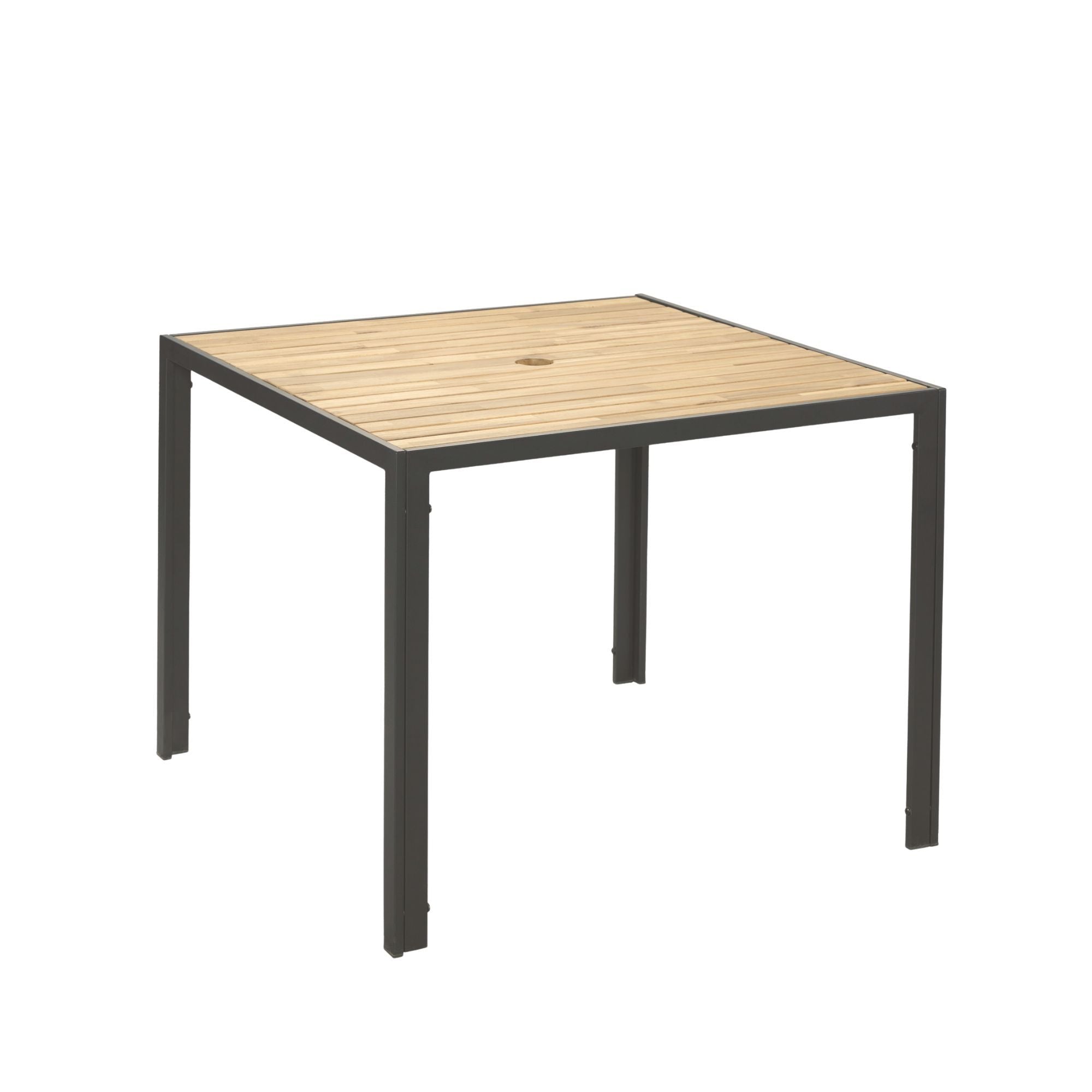 5 Piece Patio Dining Table Set, Acacia Wood Table Top With Umbrella Hole by HouseOfZazla