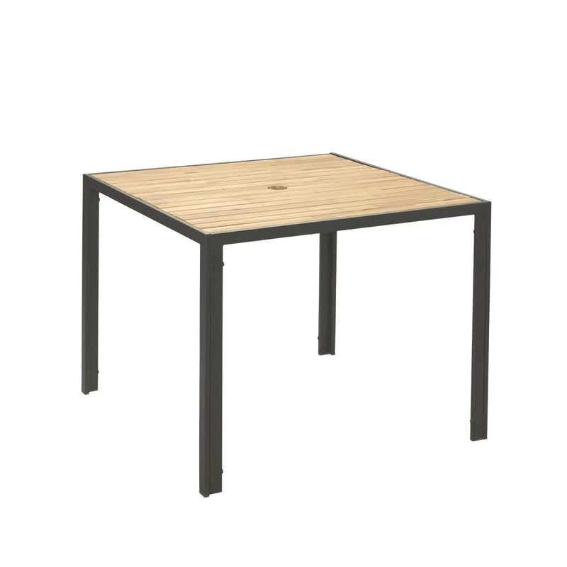 5 Piece Patio Dining Table Set, Acacia Wood Table Top With Umbrella Hole by HouseOfZazla