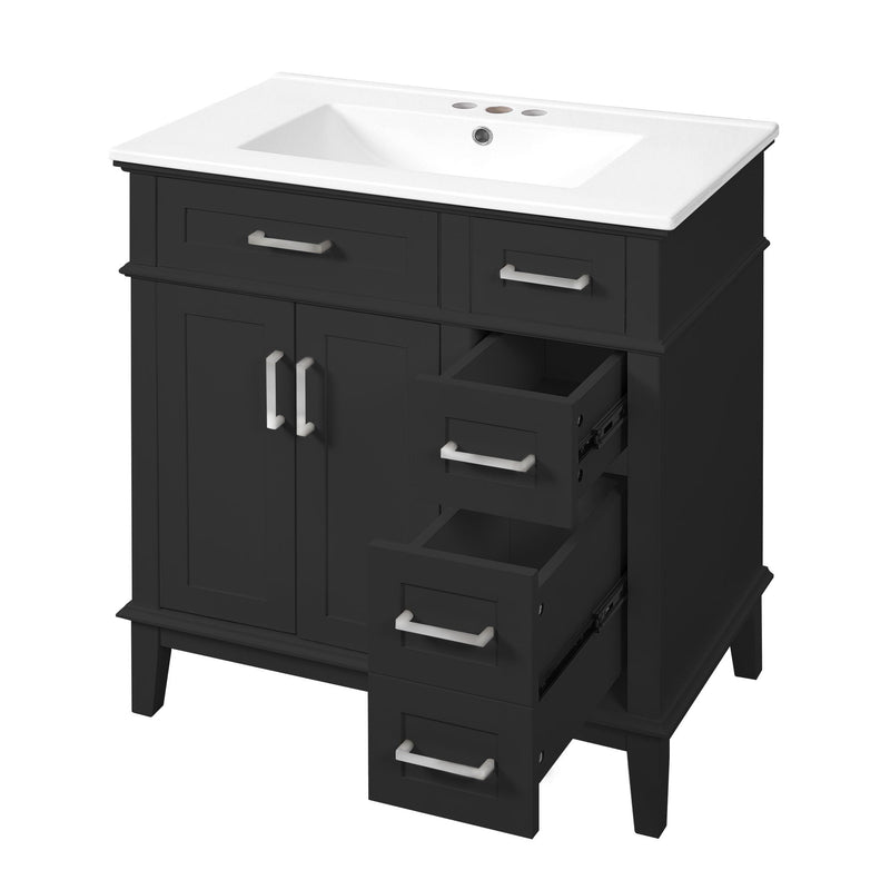 Modern Bathroom Vanity With Sink, Storage Cabinet, Soft Close Doors, Deep & Standard Drawers by HouseOfZazla