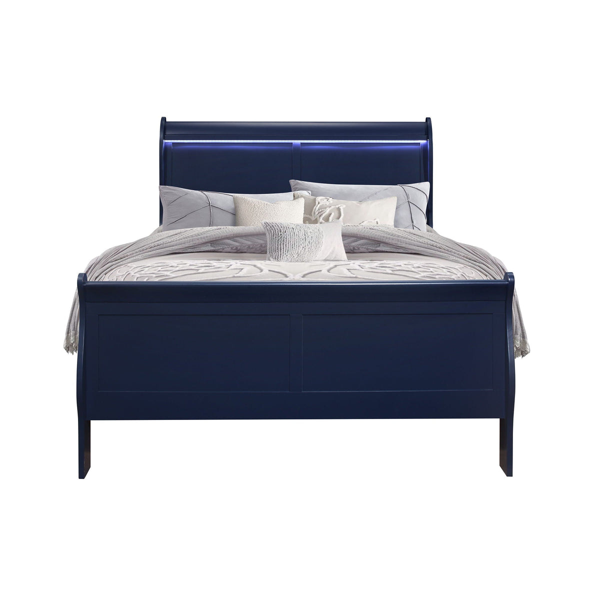 Modern Sleigh Bed with LED Lighting - Blue or White, photo 17 of 24