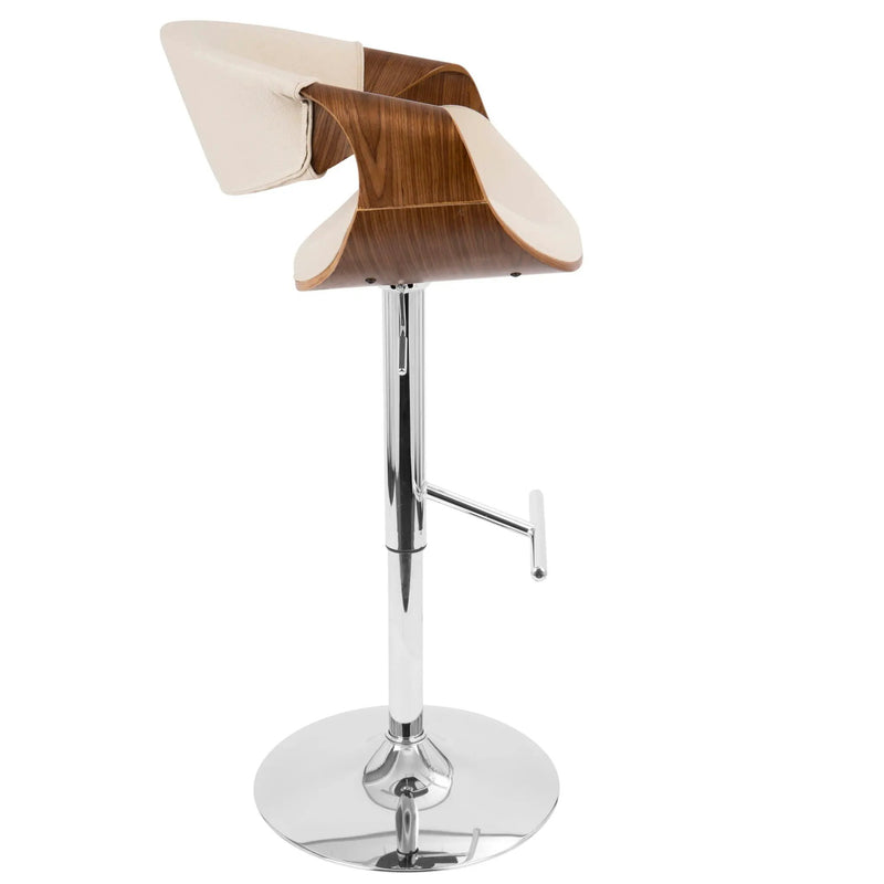 Curvo - Mid Century Modern Adjustable Barstool With Swivel With Straight T Footrest by Unique Piece Furniture