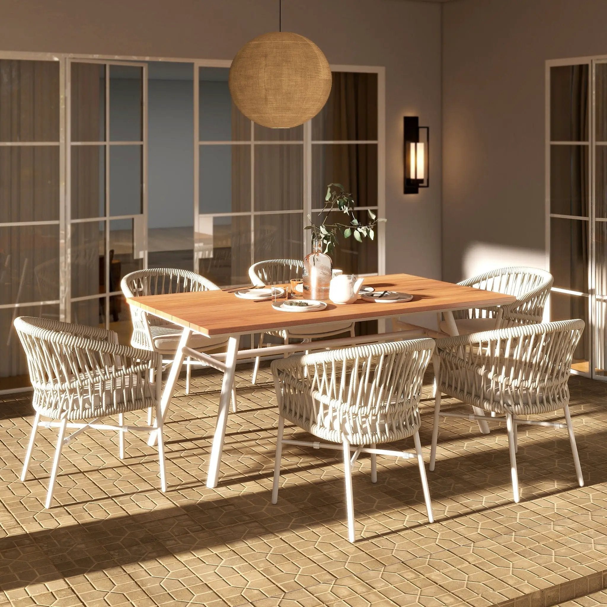 Maiden - 6 Seater Patio Dining Table - Natural Teak by HouseOfZazla