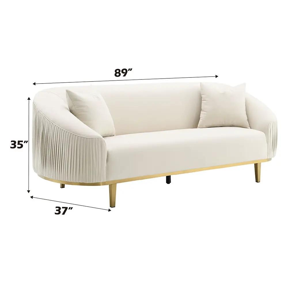 Martina - Sofa With 2 Pillows - Ivory Velvet by Unique Piece Furniture