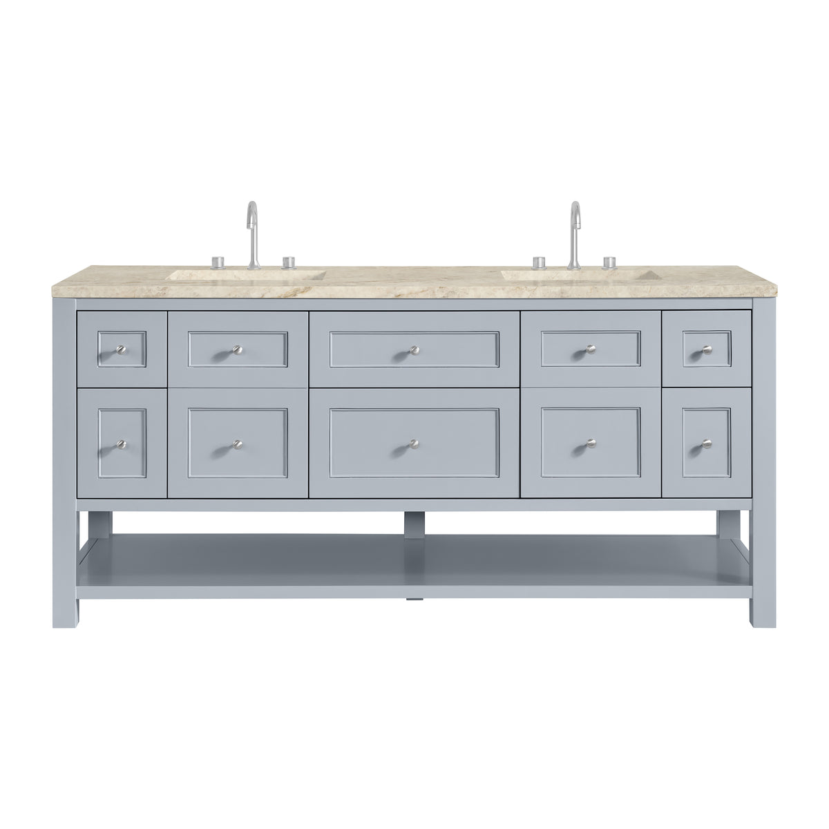 James Martin Breckenridge 72" Double Bathroom Vanity, Serenity Blue with Tajnar countertop