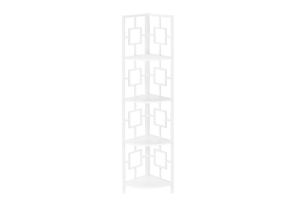 4 Tier Corner Bookshelf with Metal Frame - White, Dark Brown, Light Brown, Black, photo 4 of 16