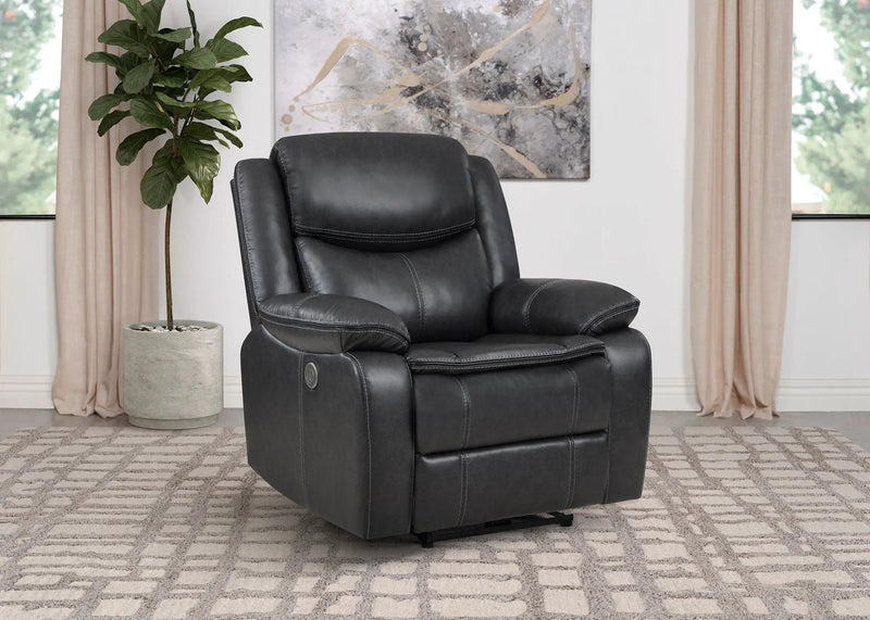 Sycamore Upholstered Power Recliner Chair Dark Grey by Unique Piece Furniture
