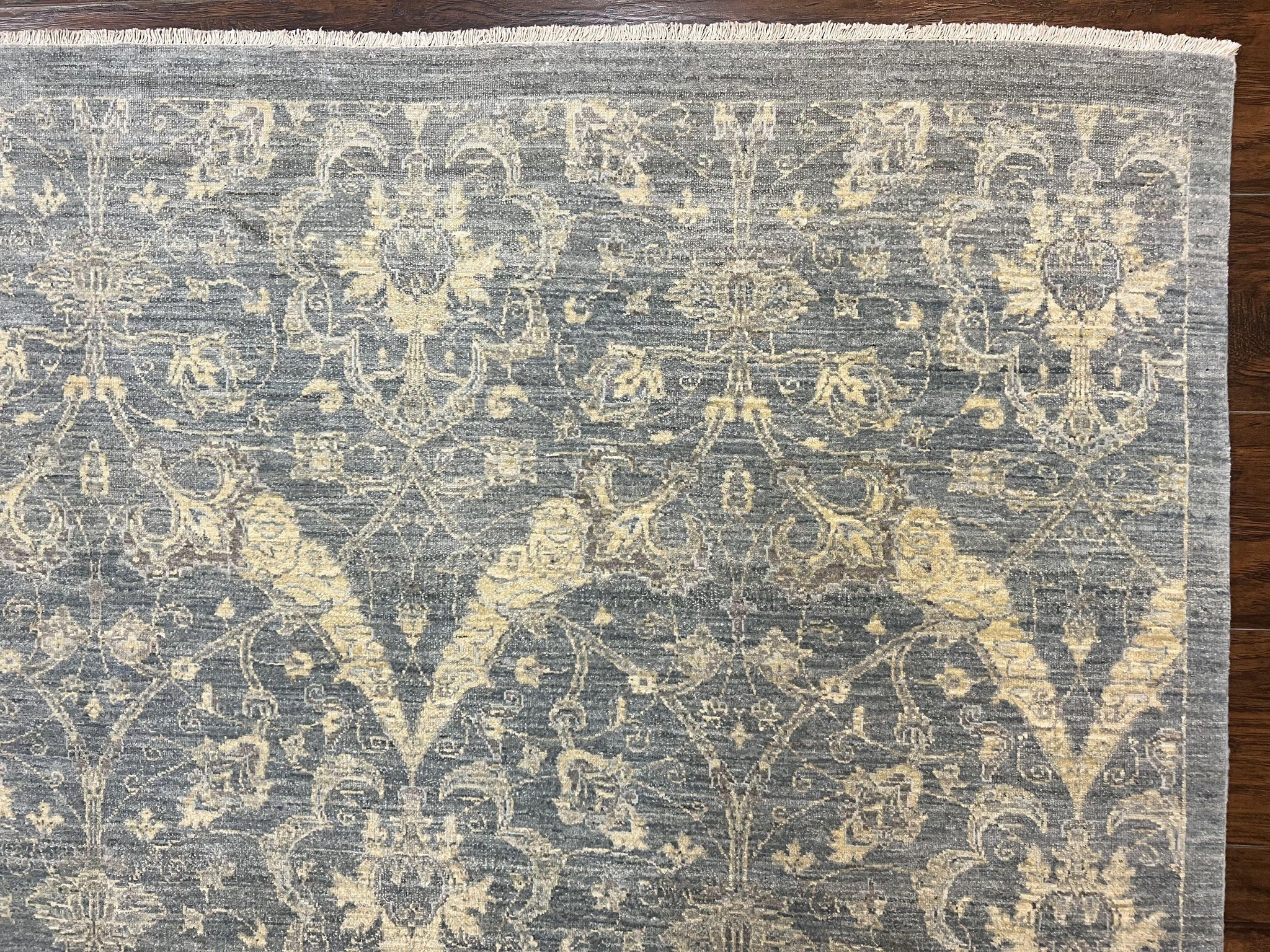Contemporary Pakistani Rug 5 x 6.6, Handmade Floral Wool Rug, Spanish Pattern by Jewel Rugs