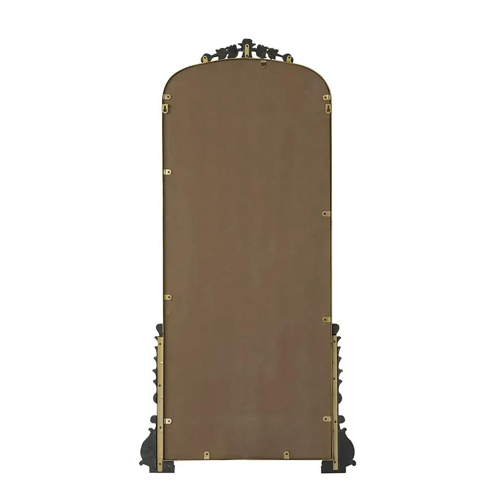 Antique Arched Mirror With Metal Frame, Full Length Mirror For Living Room Bathroom Entryway - Gold by HouseOfZazla