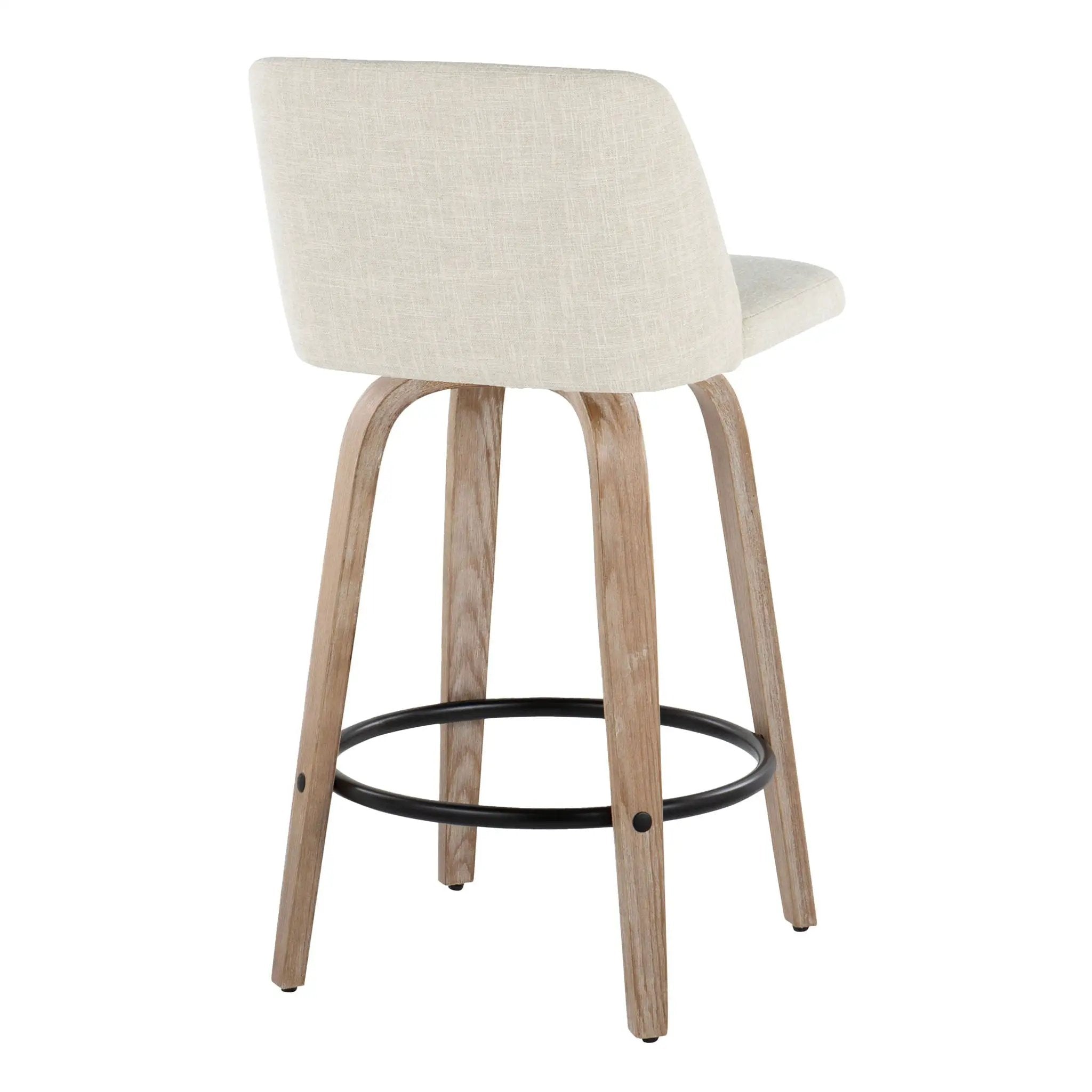 Toriano - Contemporary Fixed Height Counter Stool Swivel & Round Footrest (Set of 2) by Unique Piece Furniture