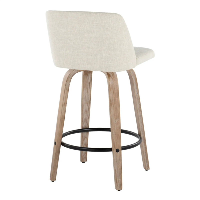 Toriano - Contemporary Fixed Height Counter Stool Swivel & Round Footrest (Set of 2) by Unique Piece Furniture