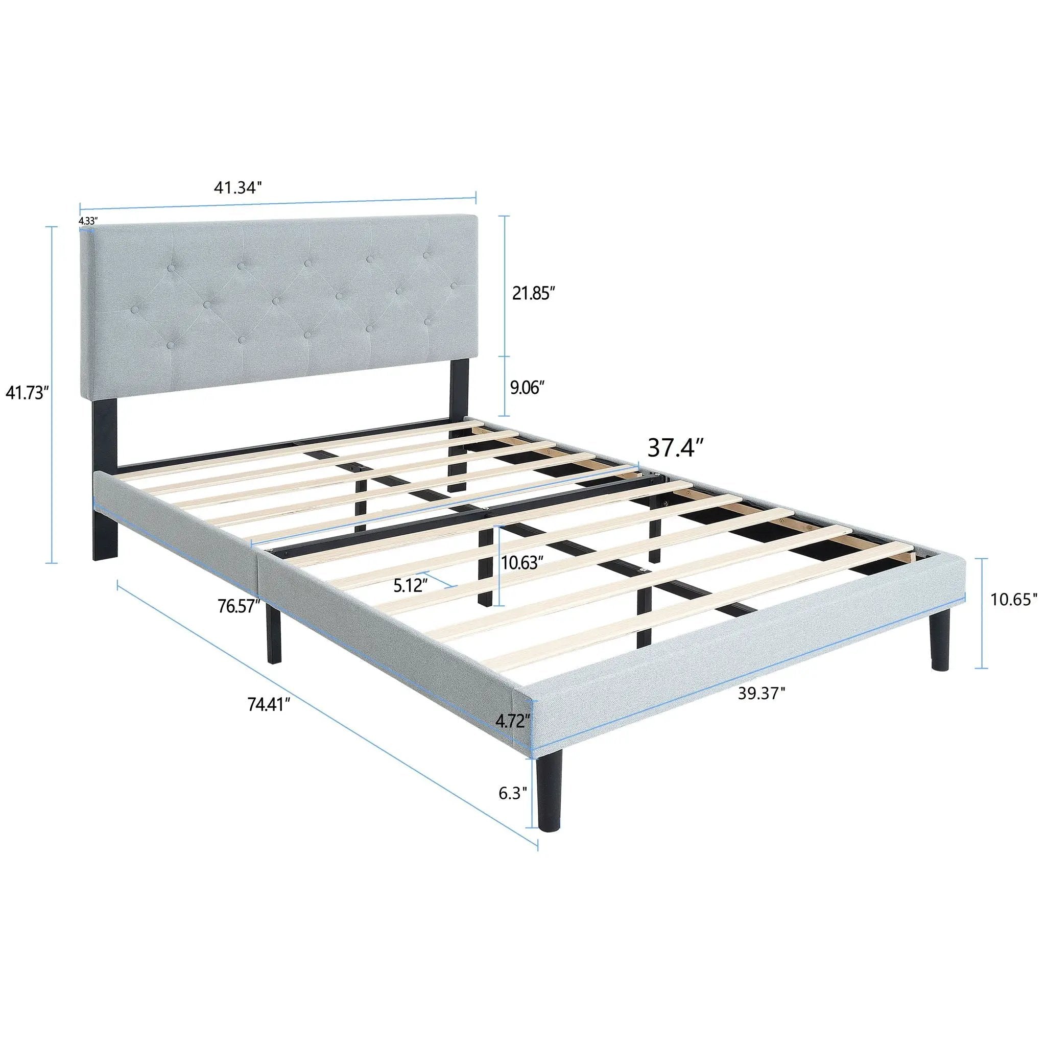Modern Upholstered Platform Bed Frame With Button Tufted Fabric Headboard by Unique Piece Furniture