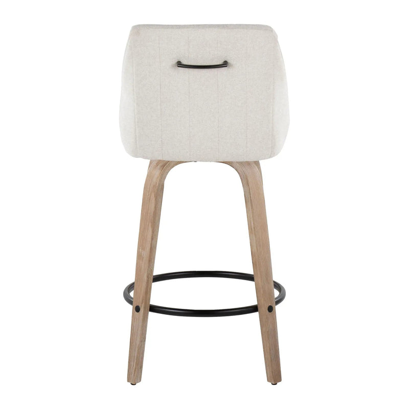 Hannah - Transitional Fixed Height Counter Stool With Swivel With Round Footrest (Set of 2) by HouseOfZazla